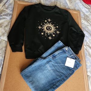 - Little girls denim pants and sweatshirt